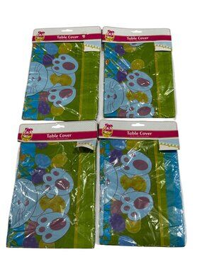 Easter Bunny Plastic Table Covers - Set Of 4 54" x 108" Green & Blue With Bunny